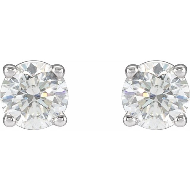 14k White 1 Ctw Natural Diamond Stud Earrings