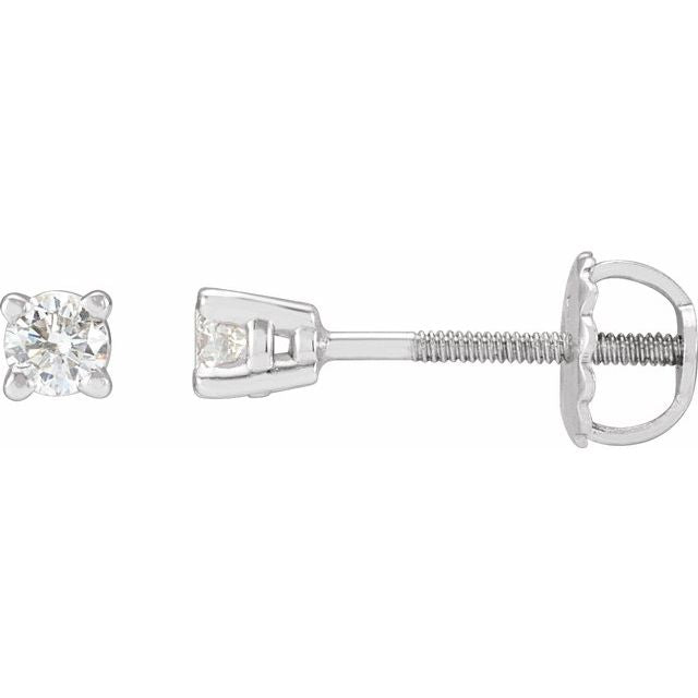 14k White 1/5 Ctw Natural Diamond Stud Earrings