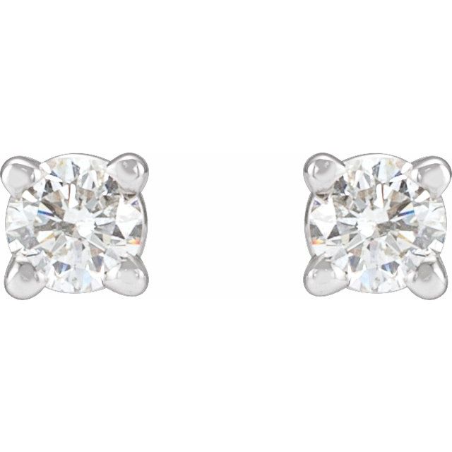 14k White 1/5 Ctw Natural Diamond Stud Earrings