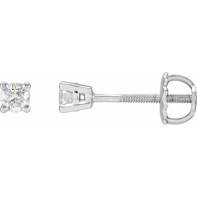 14k White 1/4 Ctw Natural Diamond Stud Earrings