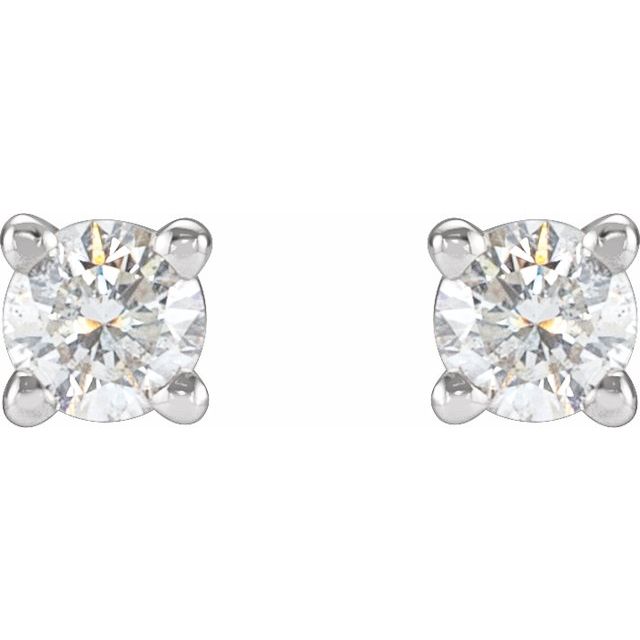 14k White 1/4 Ctw Natural Diamond Stud Earrings