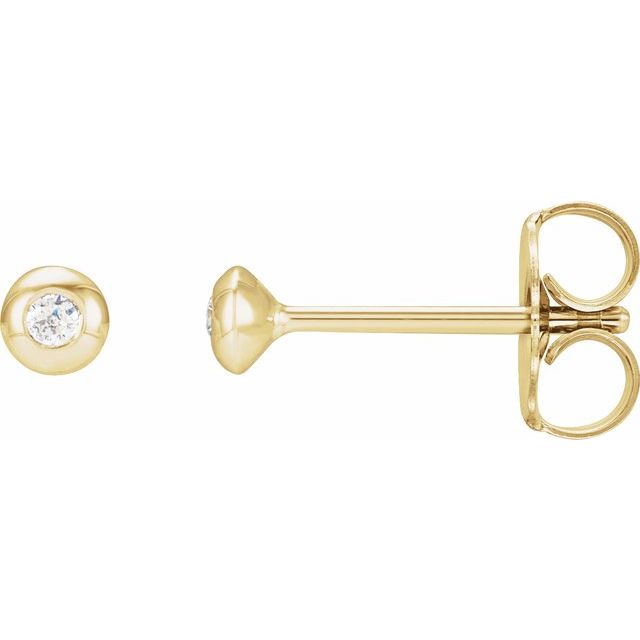 14K Yellow .03 CTW Natural Diamond Domed Bezel-Set Earrings