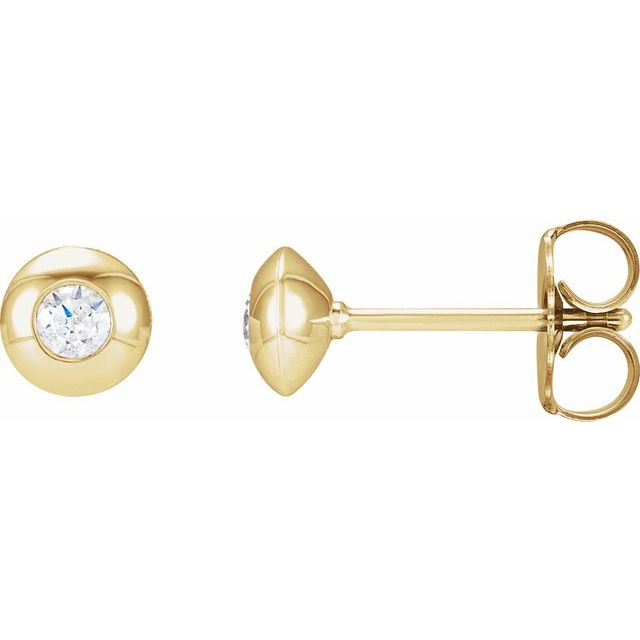 14K Yellow 1/8 CTW Natural Diamond Domed Bezel-Set Earrings