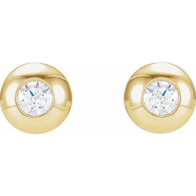 14K Yellow 1/8 CTW Natural Diamond Domed Bezel-Set Earrings