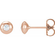 14K Rose 1/8 CTW Natural Diamond Domed Bezel-Set Earrings