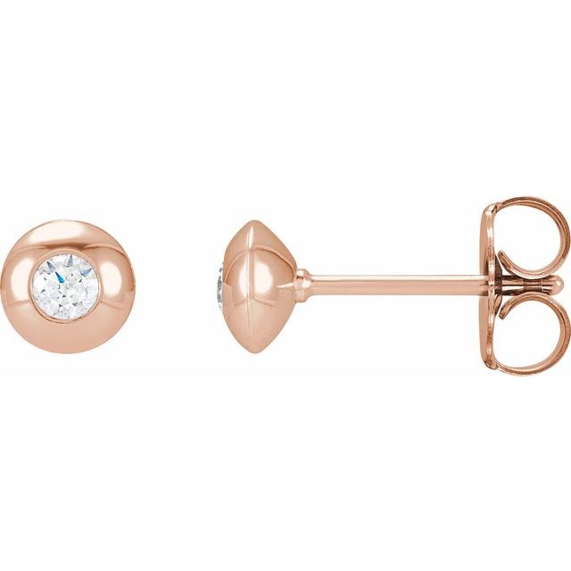 14K Rose 1/8 CTW Natural Diamond Domed Bezel-Set Earrings