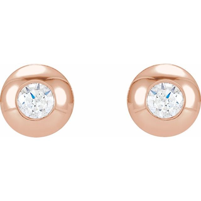 14K Rose 1/8 CTW Natural Diamond Domed Bezel-Set Earrings