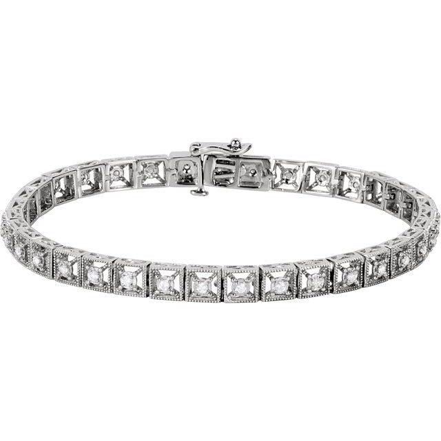 14K White 1/2 CTW Natural Diamond Line 7' Bracelet