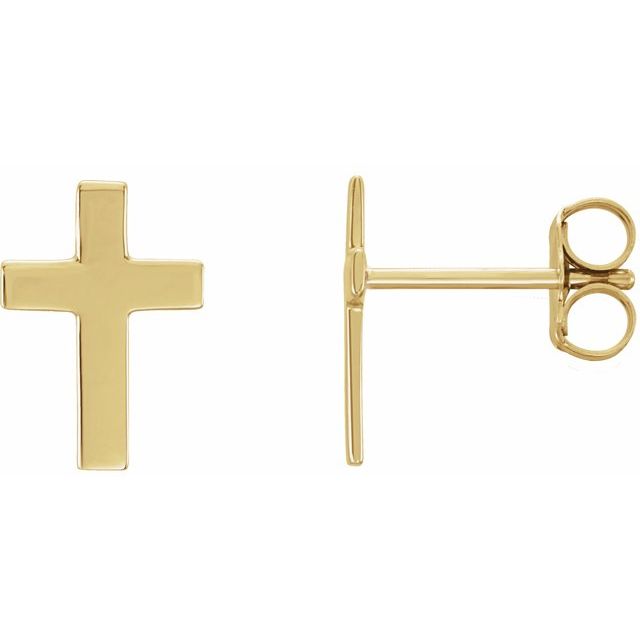 14K Yellow 10x6 mm Cross Earrings