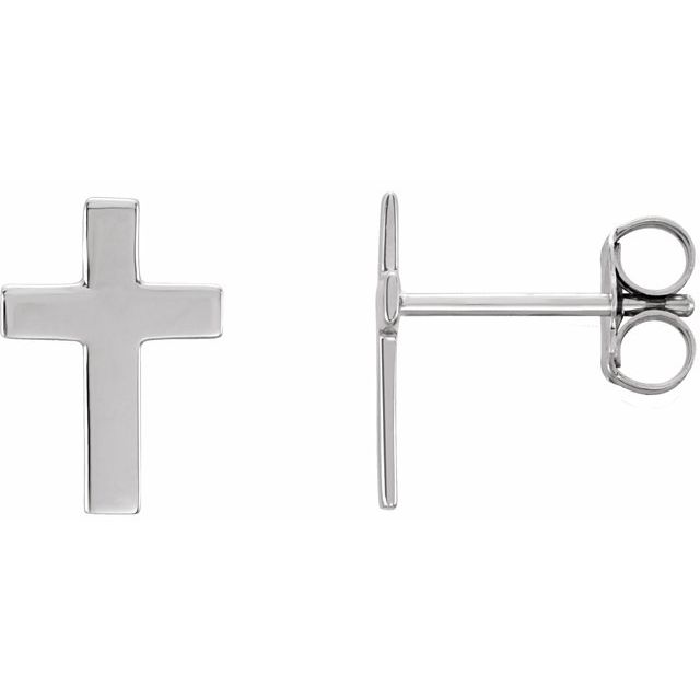 14K White 10x6 mm Cross Earrings