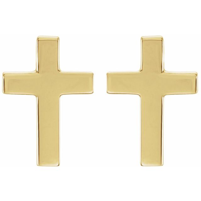 14K Yellow 10x6 mm Cross Earrings