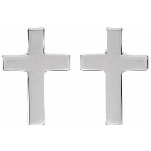 14K White 10x6 mm Cross Earrings