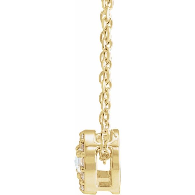 14K Yellow 1/8 CTW Rose-Cut Natural Diamond Halo-Style 16-18' Necklace