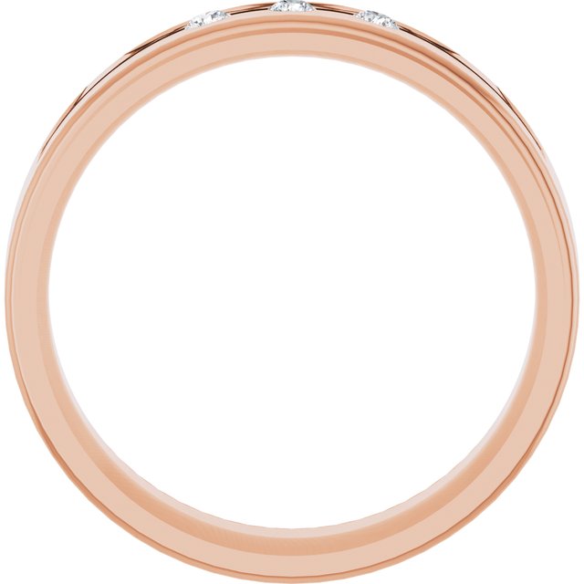 14K Rose .08 CTW Natural Diamond Grooved Band Size 10