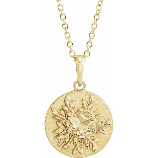 14K Yellow 19.1x12 mm Floral 16-18' Necklace