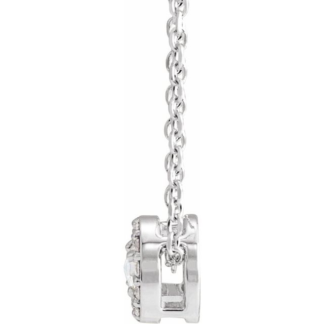 14K White 1/5 CTW Rose-Cut Natural Diamond Halo-Style 16-18' Necklace