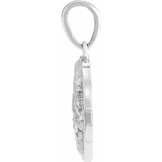 Sterling Silver 19.1x12 mm Floral Pendant