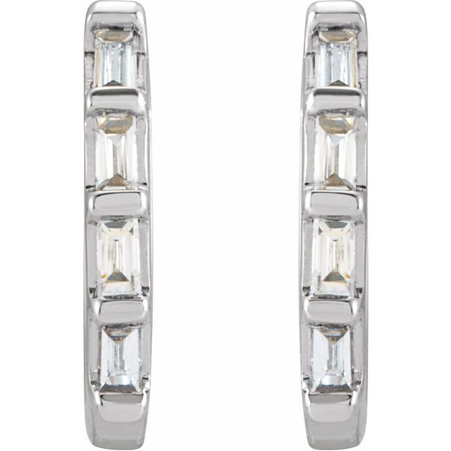 Sterling Silver 1/10 CTW Natural Diamond Huggie Earrings