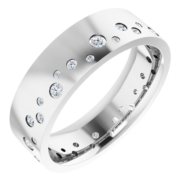 14K White 3/8 CTW Natural Diamond Band Size 8