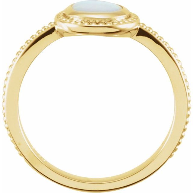 14K Yellow Natural White Opal Ring