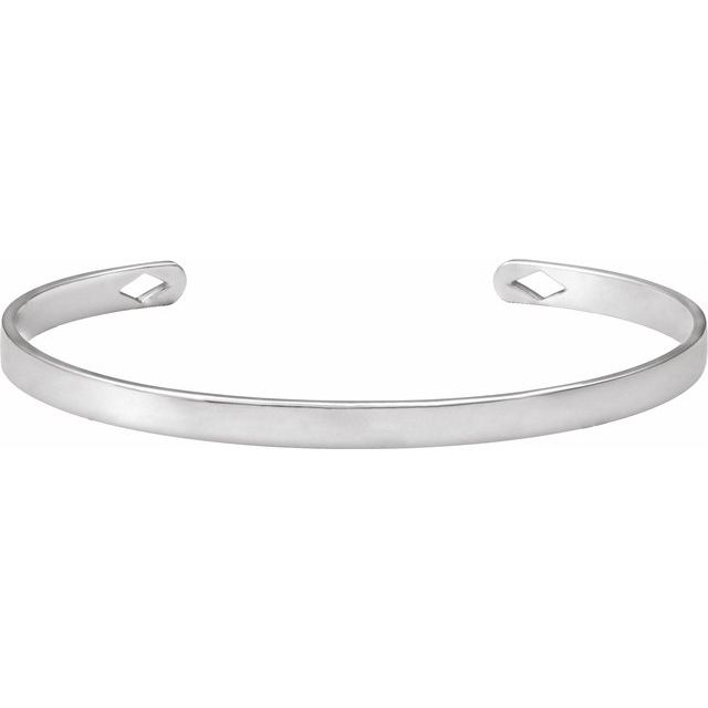 Sterling Silver Engravable Diamond Pierced Cuff 7' Bracelet