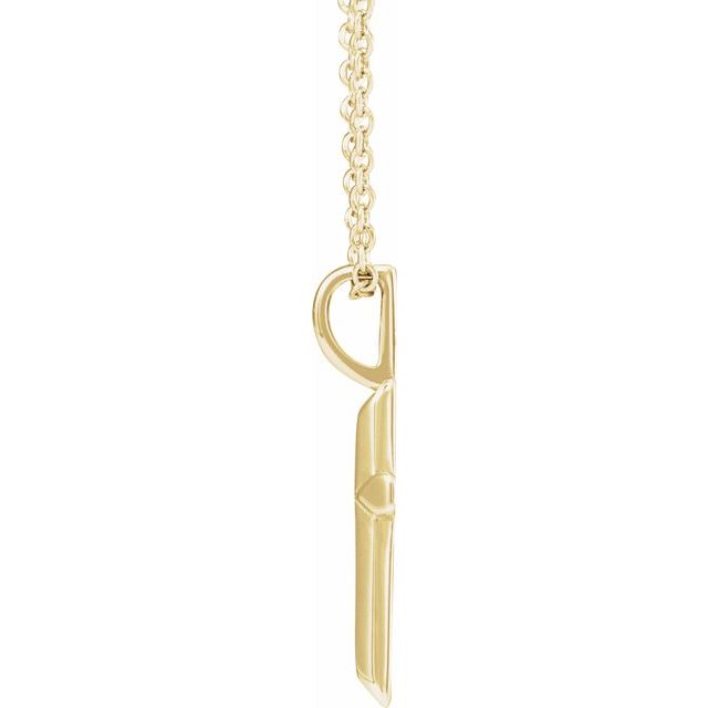 14K Yellow Knife-Edge Cross 16-18' Necklace