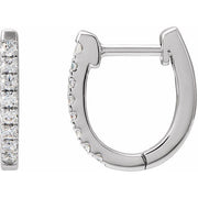 14K White 1/6 CTW Natural Diamond Hoop Earrings