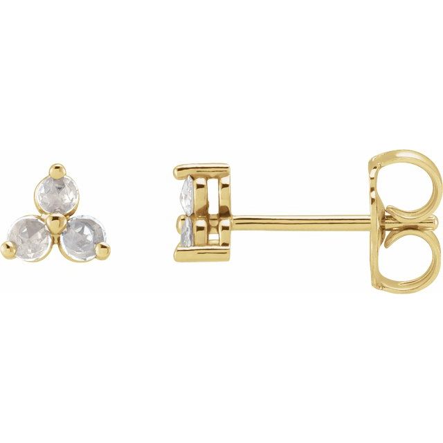 14K Yellow 1/8 CTW Rose-Cut Natural Diamond Three-Stone Earrings