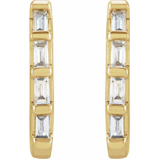 14K Yellow 1/10 CTW Natural Diamond Huggie Earrings