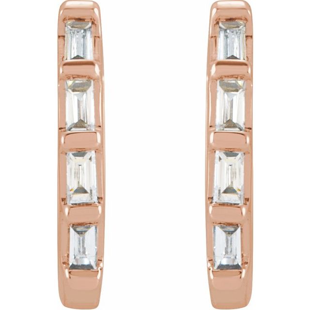 14K Rose 1/10 CTW Natural Diamond Huggie Earrings