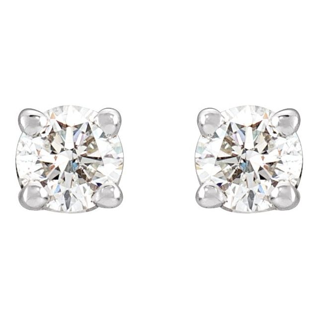 14k White 1/3 Ctw Natural Diamond Stud Earrings
