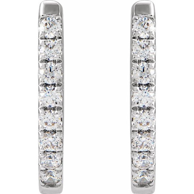 14K White 1/6 CTW Natural Diamond Hoop Earrings