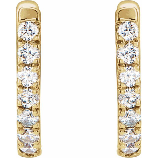 14K Yellow 1/6 CTW Natural Diamond Hoop Earrings