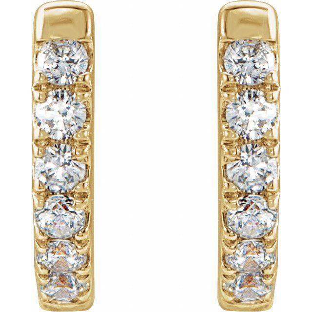 14K Yellow 1/8 CTW Natural Diamond Hoop Earrings