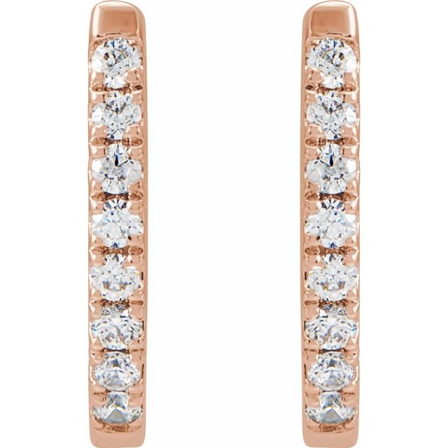 14k Rose 1/6 Ctw Natural Diamond Hoop Earrings