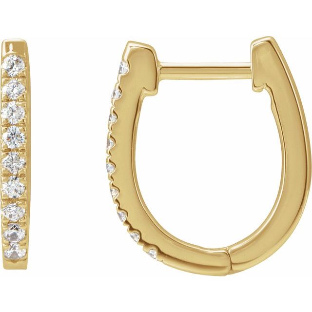 14K Yellow 1/5 CTW Natural Diamond Hoop Earrings