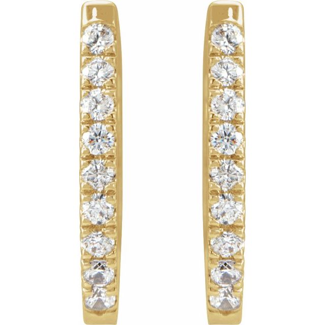 14K Yellow 1/5 CTW Natural Diamond Hoop Earrings