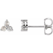 14K White 1/8 CTW Rose-Cut Natural Diamond Three-Stone Earrings