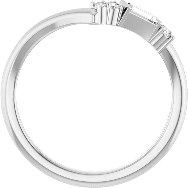 14K White 1/6 CTW Lab-Grown Diamond Contour Band