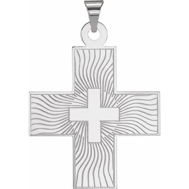 14K White 27.5x25 mm Greek Cross Pendant
