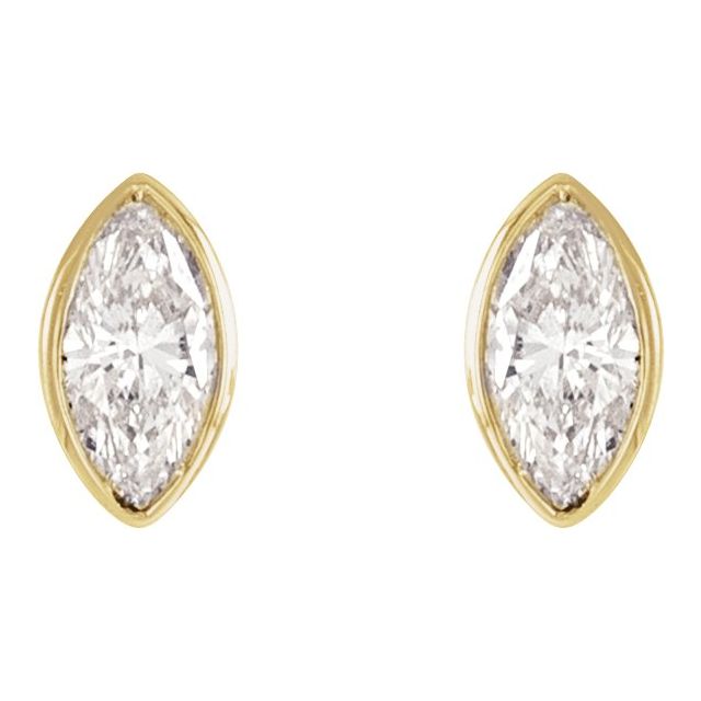 14K Yellow .06 CTW Natural Diamond Solitaire Bezel-Set Earrings