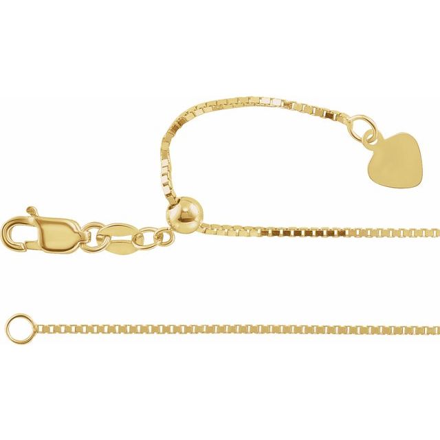 14K Yellow .85 mm Adjustable Box 16-22' Chain