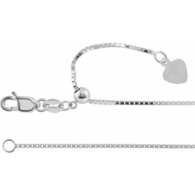 14K White .85 mm Adjustable Box 16-22' Chain