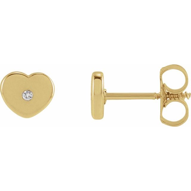 14K Yellow .01 CTW Natural Diamond Youth Heart Earrings