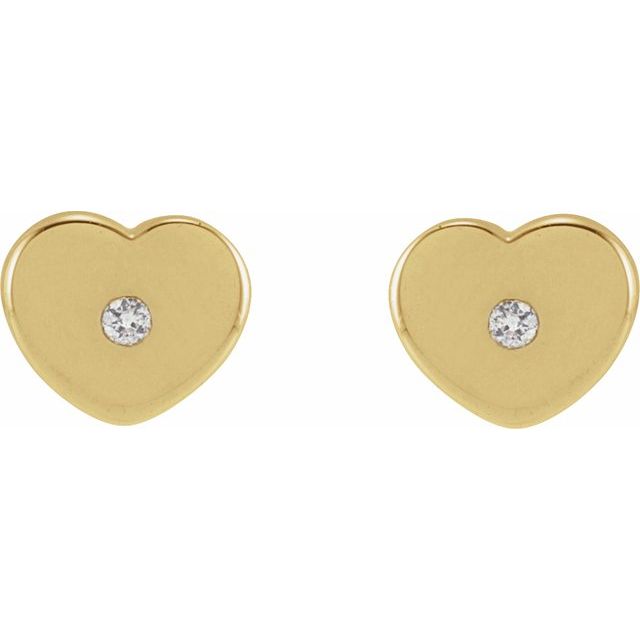 14K Yellow .01 CTW Natural Diamond Youth Heart Earrings