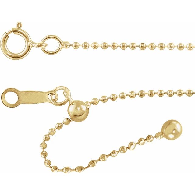 14K Yellow 1 mm Adjustable Bead 16-22' Chain