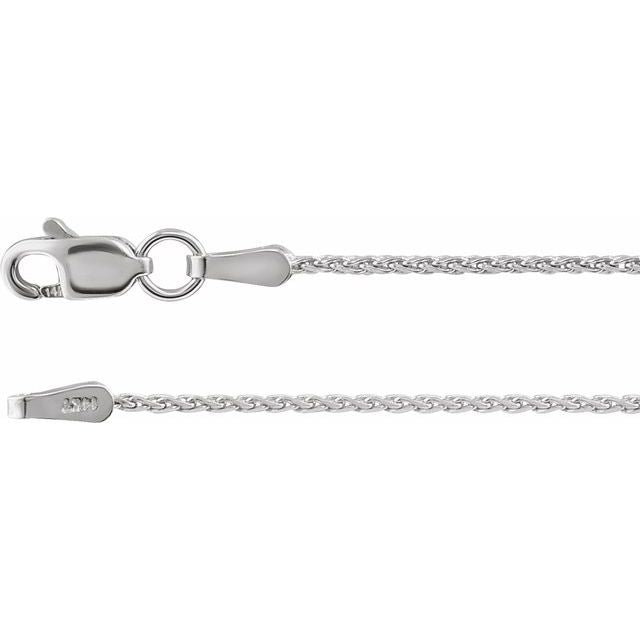 Rhodium-Plated Sterling Silver 1.05 mm Diamond-Cut Wheat 24' Chain
