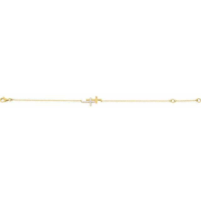 14K Yellow 1/5 CTW Natural Diamond Double Sideways Cross 7-8' Bracelet