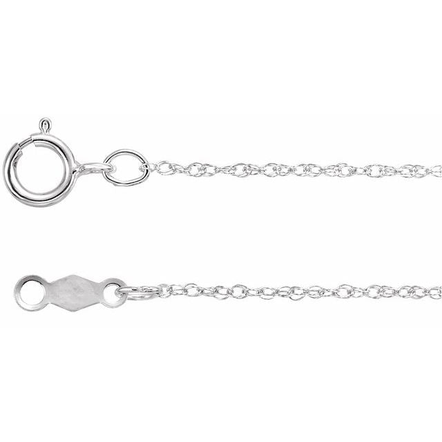 18K White .85 mm Rope 18' Chain