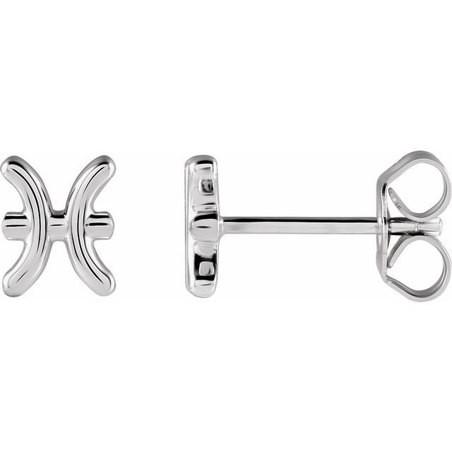 14K White Pisces Zodiac Earrings